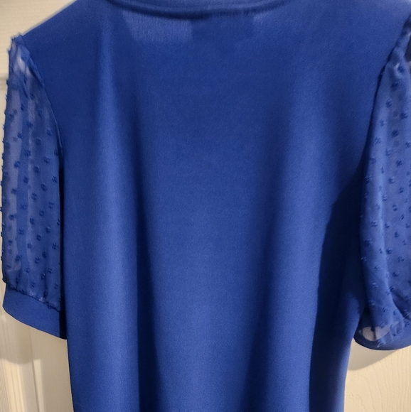 CeCe Mixed Media Royal Blue Women's Top - Picture 4 of 4